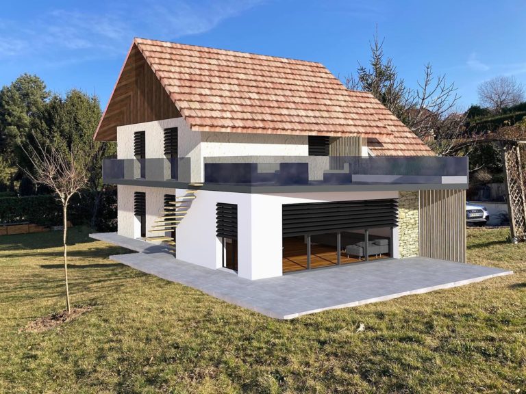 extension traditionnel avec toit terrasse